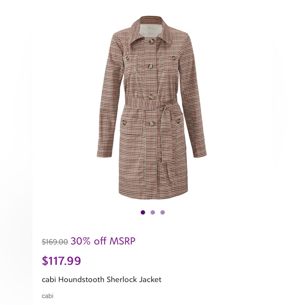 New! 💫 Cabi Sherlock Houndstooth Trench 🕵️♀️🔎 - Picture 13 of 14